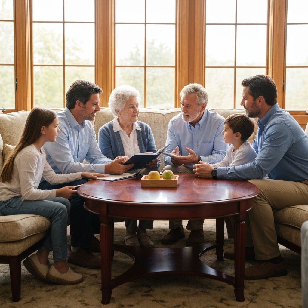 Family meeting to discuss senior living options together