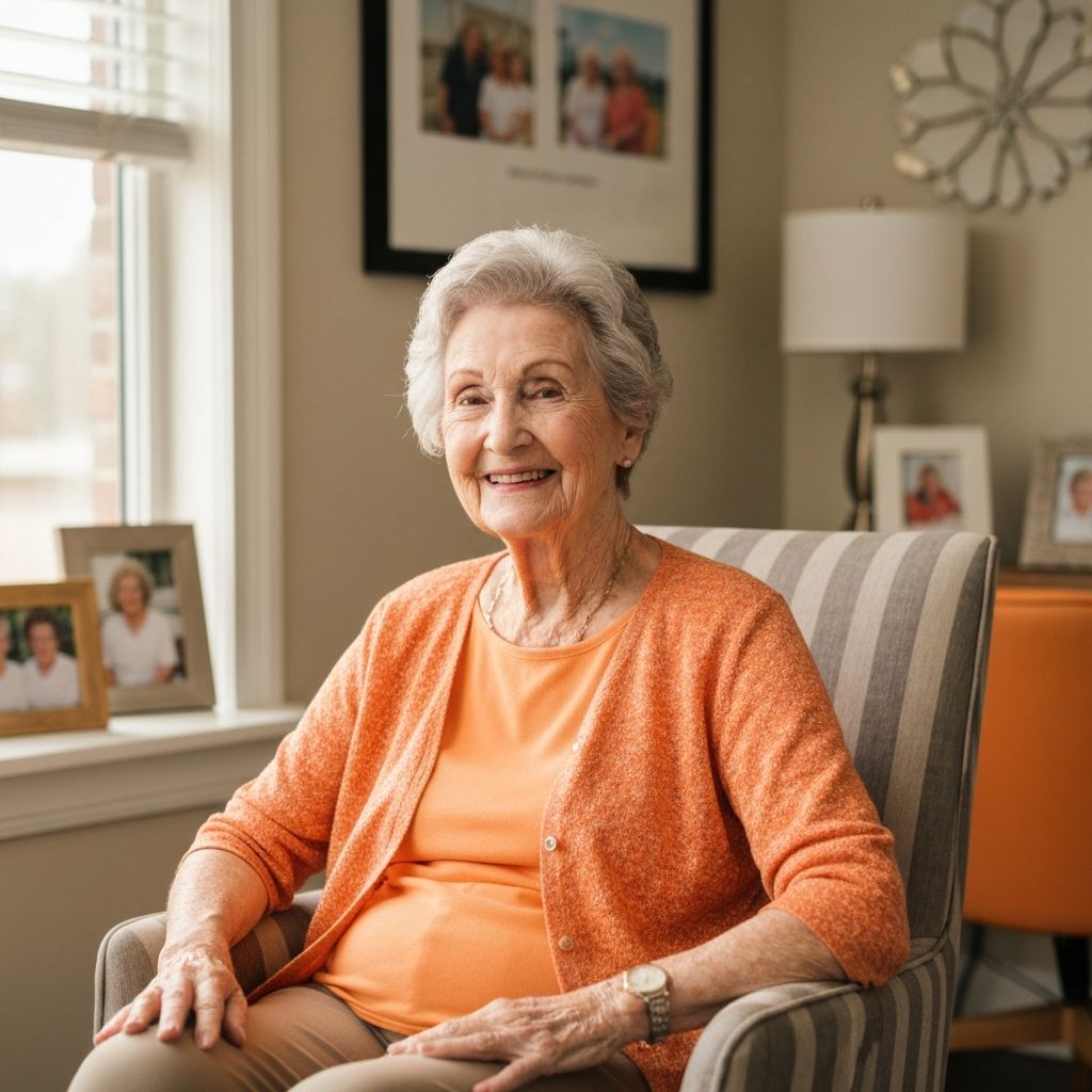 Happy senior settled in their new living community